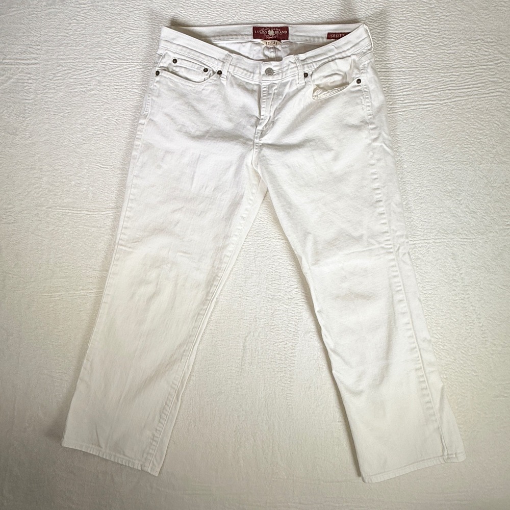 Lucky Brand Womens Sweet N Crop Jeans White Size 12/31 Bootcut Crop
